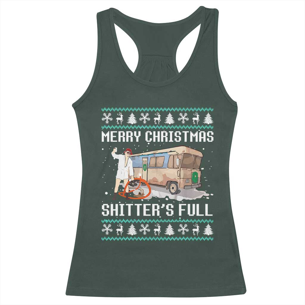 Funny Christmas Trump Racerback Tank Top Merry Xmas Shitter Was Full Ugly TS10 Dark Forest Green Print Your Wear