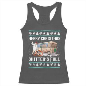 Funny Christmas Trump Racerback Tank Top Merry Xmas Shitter Was Full Ugly TS10 Dark Heather Print Your Wear