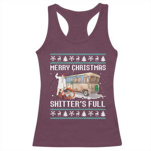 Funny Christmas Trump Racerback Tank Top Merry Xmas Shitter Was Full Ugly TS10 Maroon Print Your Wear