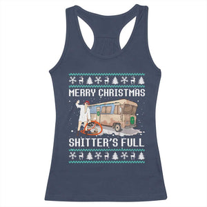Funny Christmas Trump Racerback Tank Top Merry Xmas Shitter Was Full Ugly TS10 Navy Print Your Wear