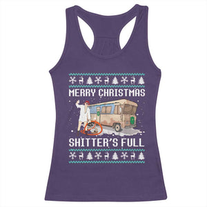 Funny Christmas Trump Racerback Tank Top Merry Xmas Shitter Was Full Ugly TS10 Purple Print Your Wear