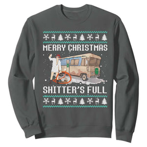 Funny Christmas Trump Sweatshirt Merry Xmas Shitter Was Full Ugly TS10 Dark Heather Print Your Wear