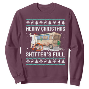 Funny Christmas Trump Sweatshirt Merry Xmas Shitter Was Full Ugly TS10 Maroon Print Your Wear