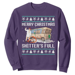 Funny Christmas Trump Sweatshirt Merry Xmas Shitter Was Full Ugly TS10 Purple Print Your Wear