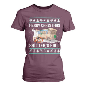 Funny Christmas Trump T Shirt For Women Merry Xmas Shitter Was Full Ugly TS10 Maroon Print Your Wear