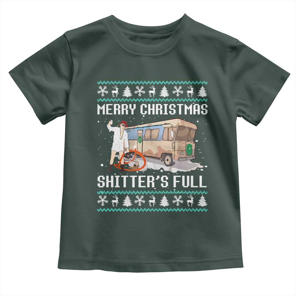 Funny Christmas Trump Toddler T Shirt Merry Xmas Shitter Was Full Ugly TS10 Dark Forest Green Print Your Wear