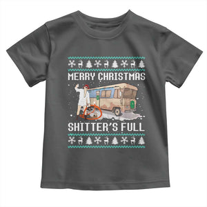 Funny Christmas Trump Toddler T Shirt Merry Xmas Shitter Was Full Ugly TS10 Dark Heather Print Your Wear