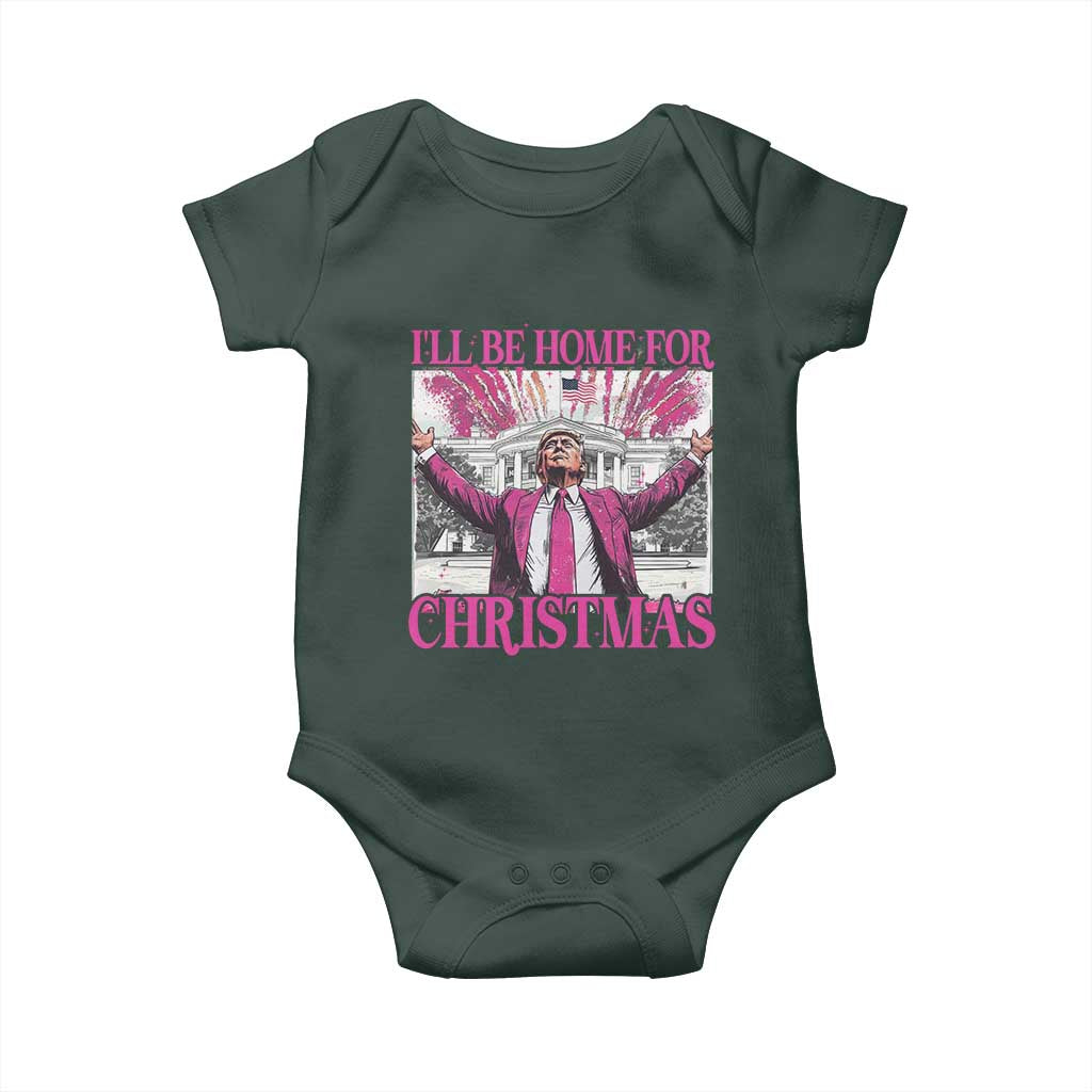 Funny Christmas Trump Baby Onesie Ill Be Home For Christmas 2024 Trump Pink Daddy's Home TS10 Print Your Wear