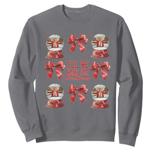 Funny Christmas Trump Sweatshirt Ill Be Home For Christmas 2024 Daddy's Home Coquette Bow TS10 Charcoal Print Your Wear