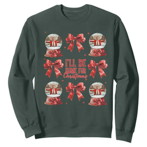 Funny Christmas Trump Sweatshirt Ill Be Home For Christmas 2024 Daddy's Home Coquette Bow TS10 Dark Forest Green Print Your Wear