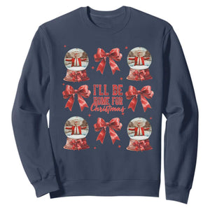 Funny Christmas Trump Sweatshirt Ill Be Home For Christmas 2024 Daddy's Home Coquette Bow TS10 Navy Print Your Wear