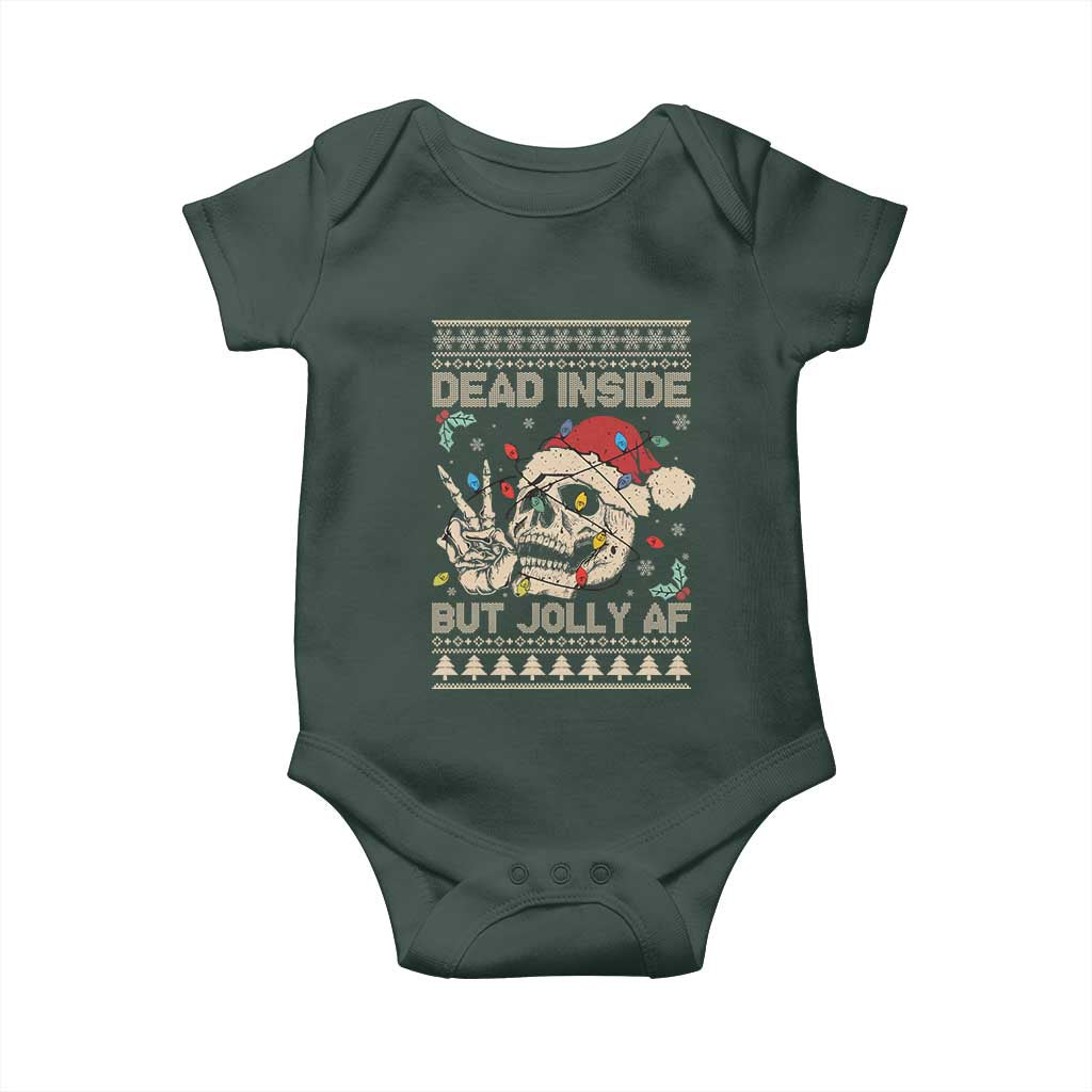 Funny Ugly Christmas Baby Onesie Dead Inside But Jolly AF Festive Sarcastic Snarky Skeleton Skull TS10 Print Your Wear