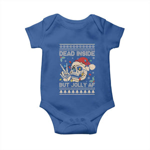 Funny Ugly Christmas Baby Onesie Dead Inside But Jolly AF Festive Sarcastic Snarky Skeleton Skull TS10 Royal Blue Print Your Wear