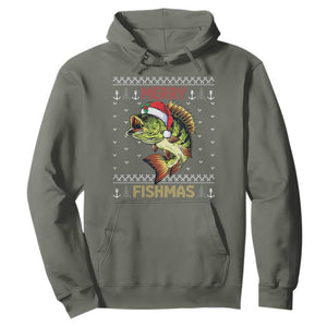 Fishing Christmas Hoodie Merry Fishmas Bass Fish Ugly Sweater TS10 Military Green Print Your Wear