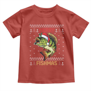 Fishing Christmas Toddler T Shirt Merry Fishmas Bass Fish Ugly Sweater TS10 Red Print Your Wear