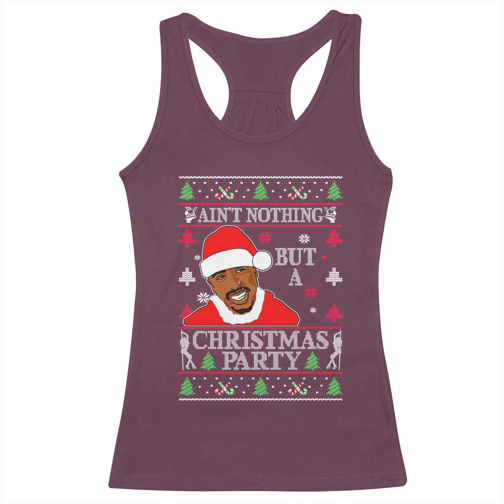 Funny Christmas Racerback Tank Top Funny Ain't No Party Like a Diddy Party Ugly Christmas Sweater TS10 Maroon Print Your Wear