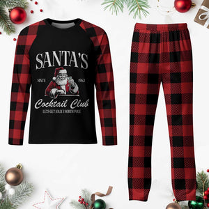 Funny Xmas Plaid Pajama Set Santas Cocktail Club Christmas Espresso Martini Dirty Martini TS10 Buffalo Plaid Print Your Wear