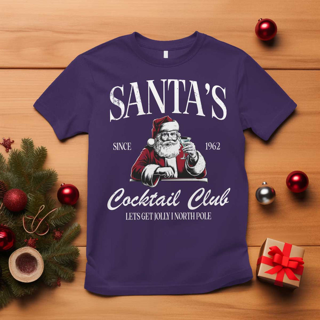 Funny Christmas T Shirt Santas Cocktail Club Christmas Espresso Martini Dirty Martini TS10 Purple Print Your Wear