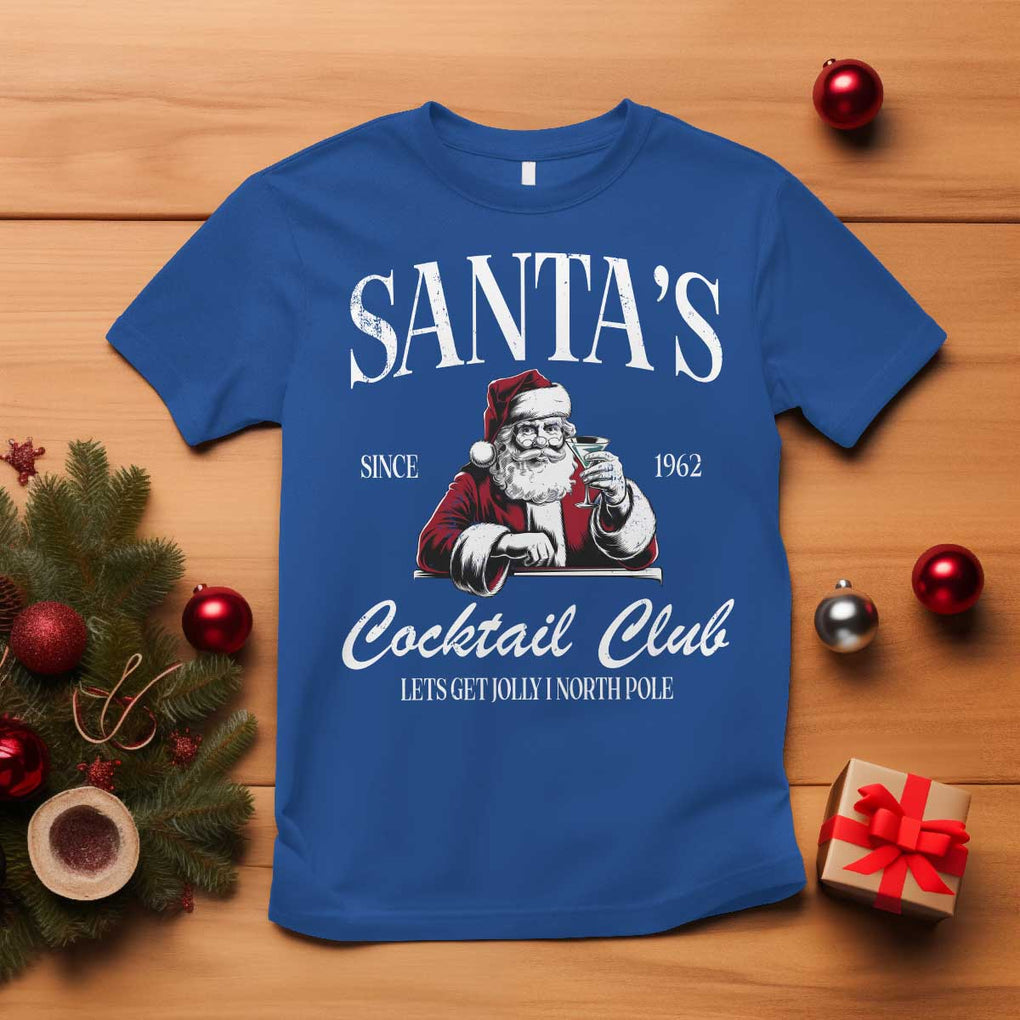 Funny Christmas T Shirt Santas Cocktail Club Christmas Espresso Martini Dirty Martini TS10 Royal Blue Print Your Wear