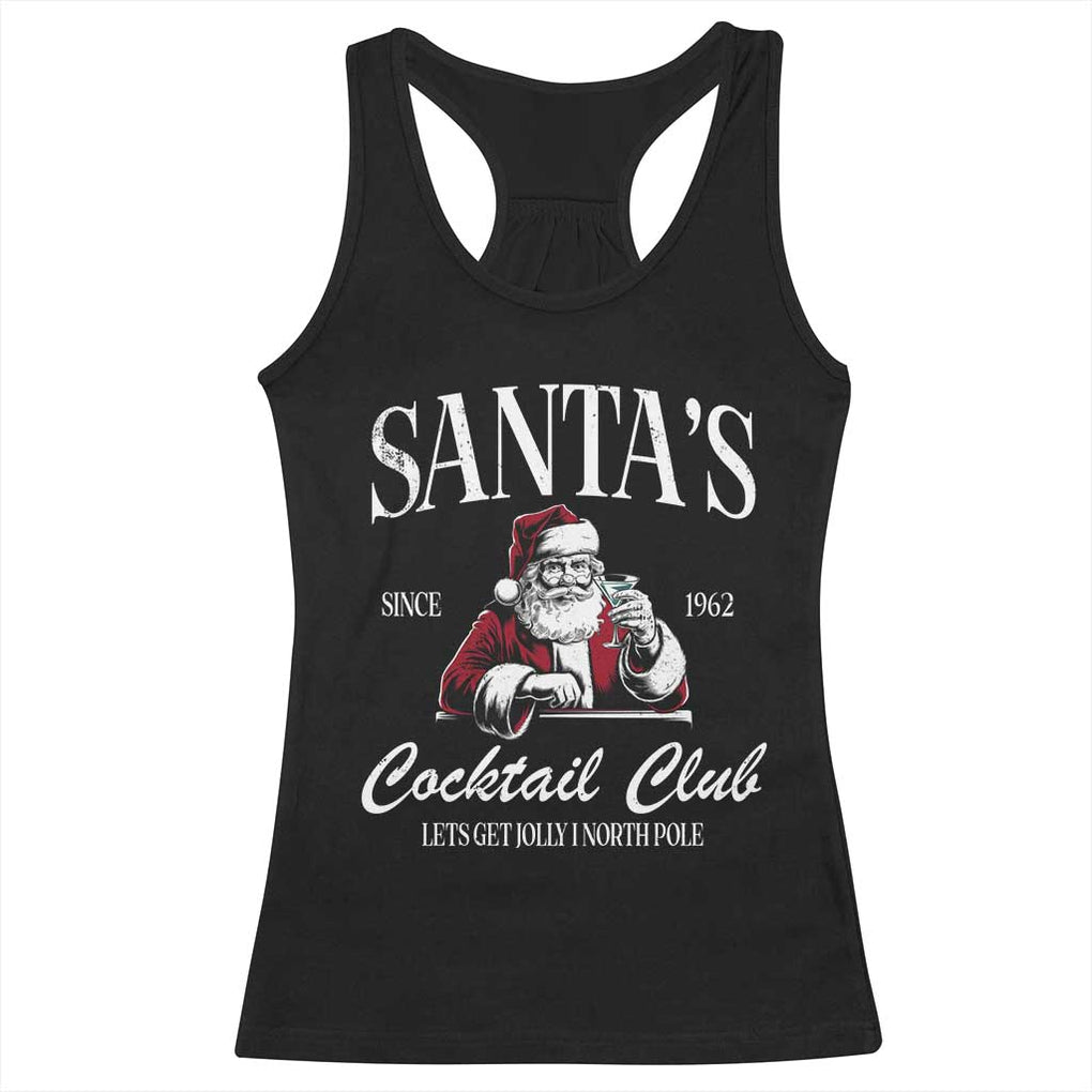 Funny Christmas Racerback Tank Top Santas Cocktail Club Christmas Espresso Martini Dirty Martini TS10 Black Print Your Wear