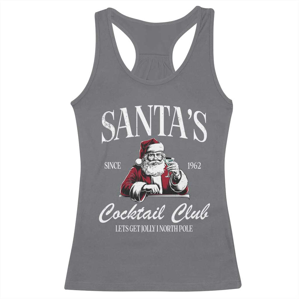 Funny Christmas Racerback Tank Top Santas Cocktail Club Christmas Espresso Martini Dirty Martini TS10 Charcoal Print Your Wear