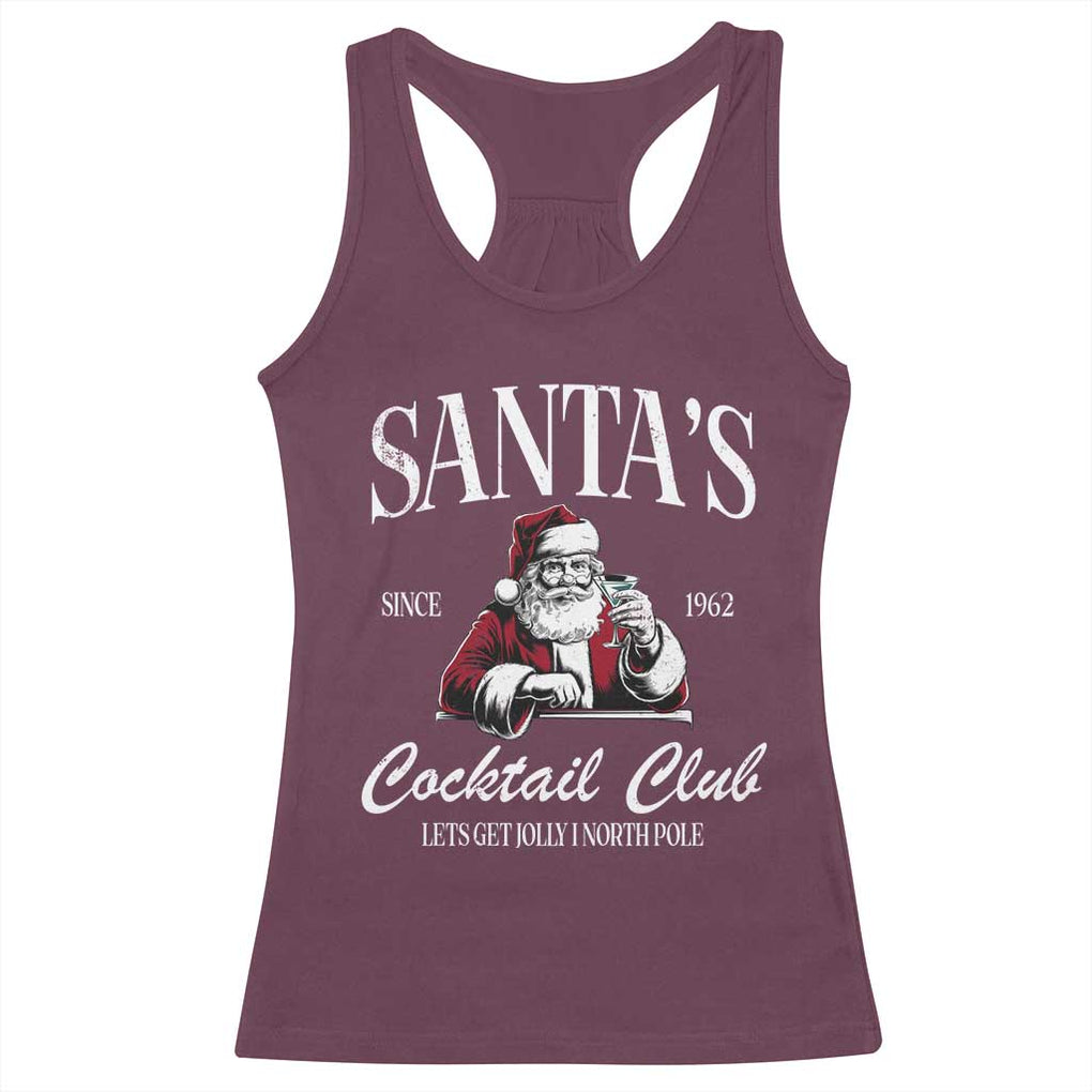 Funny Christmas Racerback Tank Top Santas Cocktail Club Christmas Espresso Martini Dirty Martini TS10 Maroon Print Your Wear