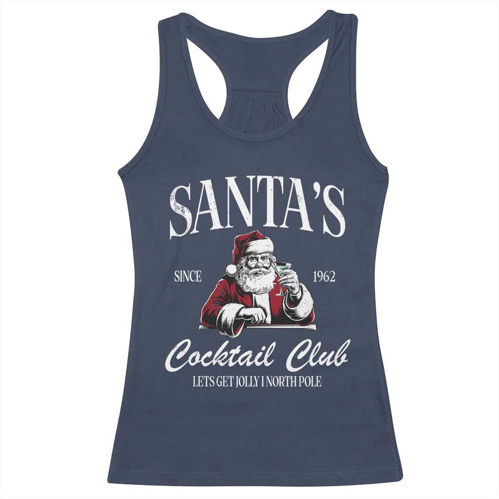 Funny Christmas Racerback Tank Top Santas Cocktail Club Christmas Espresso Martini Dirty Martini TS10 Navy Print Your Wear