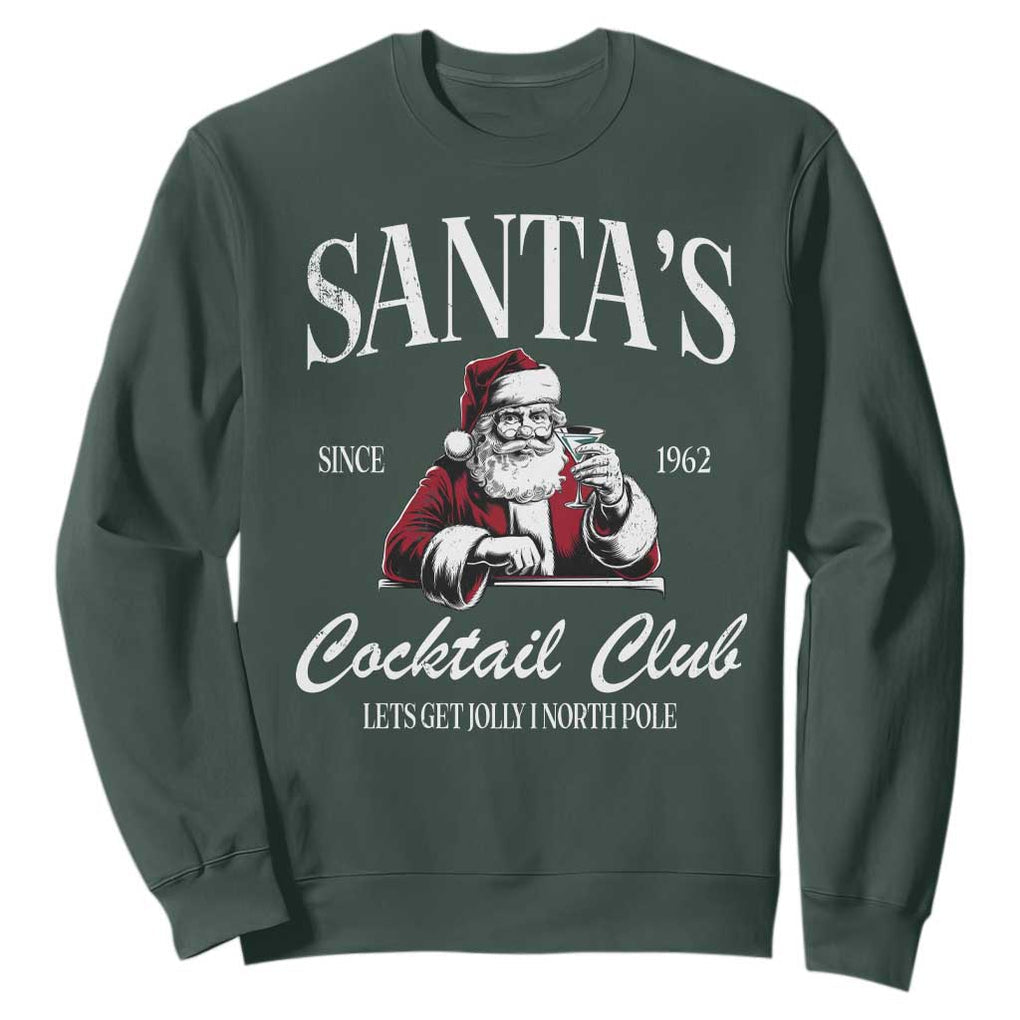 Funny Christmas Sweatshirt Santas Cocktail Club Christmas Espresso Martini Dirty Martini TS10 Dark Forest Green Print Your Wear