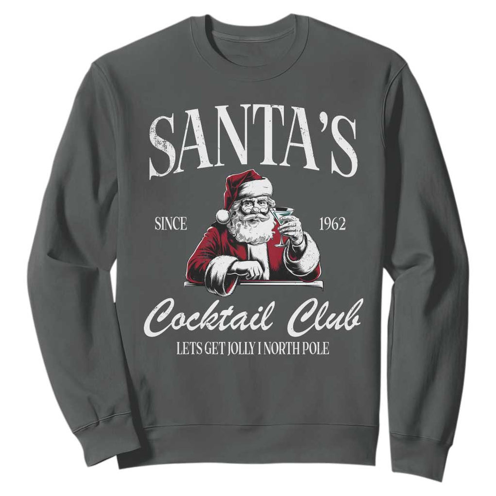 Funny Christmas Sweatshirt Santas Cocktail Club Christmas Espresso Martini Dirty Martini TS10 Dark Heather Print Your Wear