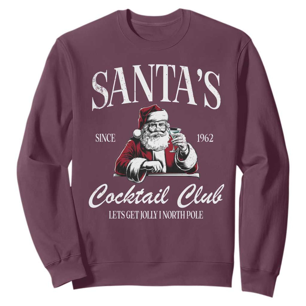 Funny Christmas Sweatshirt Santas Cocktail Club Christmas Espresso Martini Dirty Martini TS10 Maroon Print Your Wear
