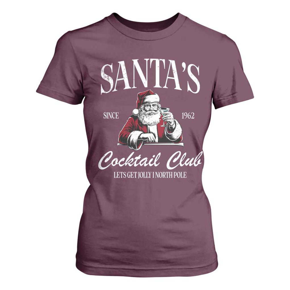 Funny Christmas T Shirt For Women Santas Cocktail Club Christmas Espresso Martini Dirty Martini TS10 Maroon Print Your Wear