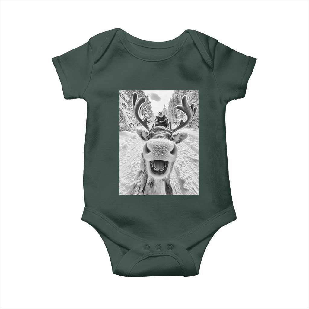 Funny Reindeer Selfie Christmas Baby Onesie TS10 Print Your Wear