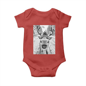 Funny Reindeer Selfie Christmas Baby Onesie TS10 Red Print Your Wear