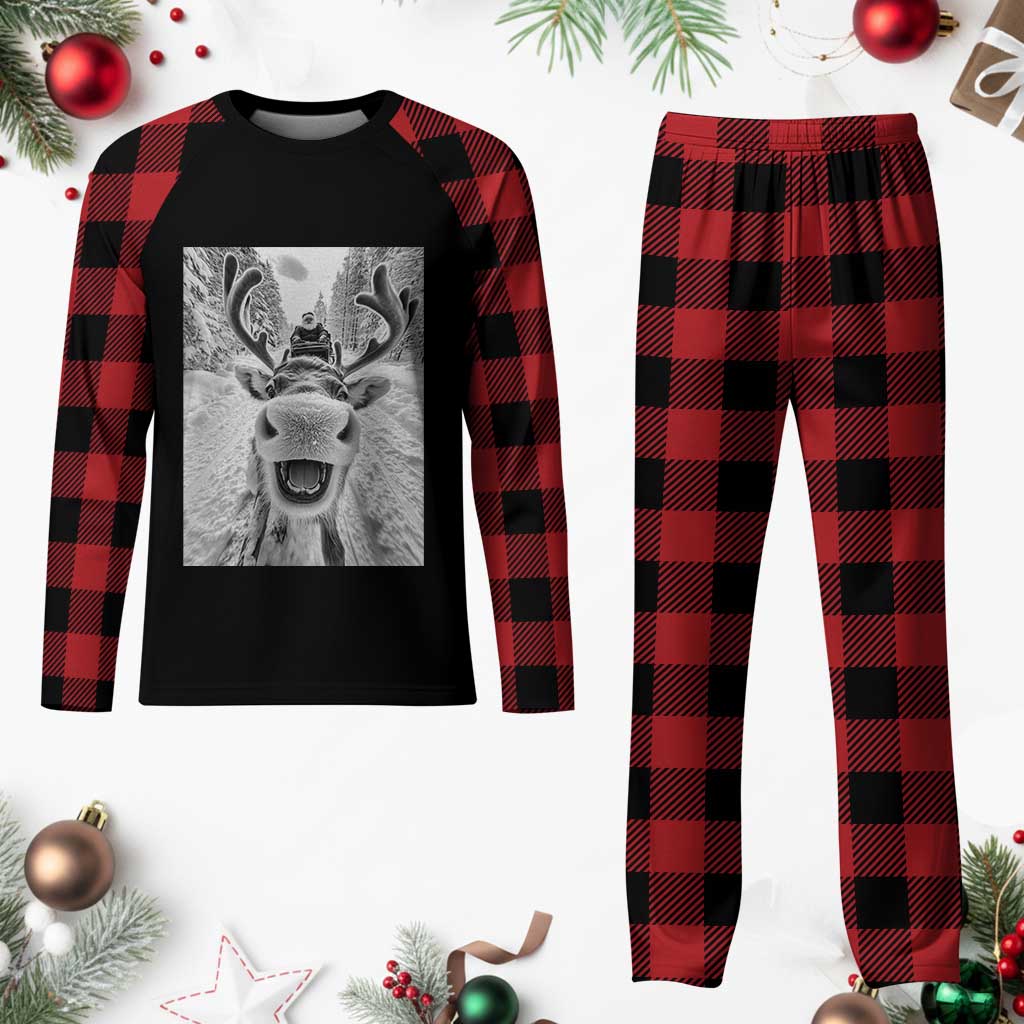 Funny Reindeer Selfie Plaid Pajama Set TS10 Buffalo Plaid Print Your Wear