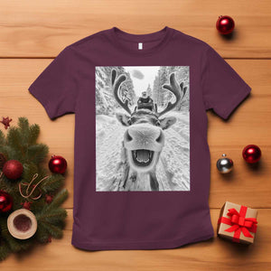 Funny Reindeer Selfie Christmas T Shirt TS10 Maroon Print Your Wear