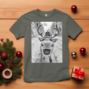 Funny Reindeer Selfie Christmas T Shirt TS10 Military Green Print Your Wear