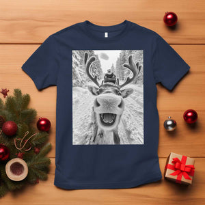 Funny Reindeer Selfie Christmas T Shirt TS10 Navy Print Your Wear