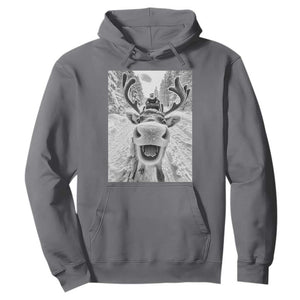 Funny Reindeer Selfie Christmas Hoodie TS10 Charcoal Print Your Wear