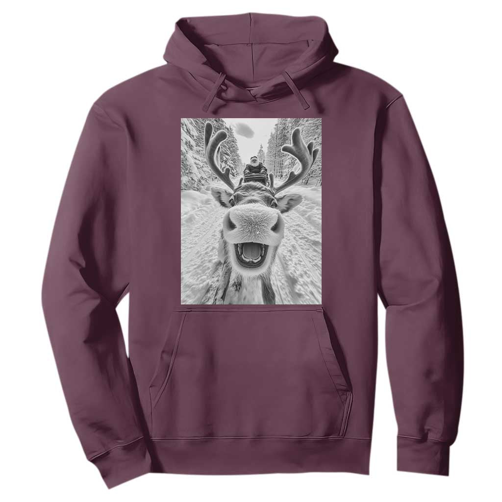 Funny Reindeer Selfie Christmas Hoodie TS10 Maroon Print Your Wear