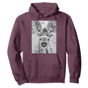 Funny Reindeer Selfie Christmas Hoodie TS10 Maroon Print Your Wear