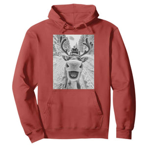 Funny Reindeer Selfie Christmas Hoodie TS10 Red Print Your Wear