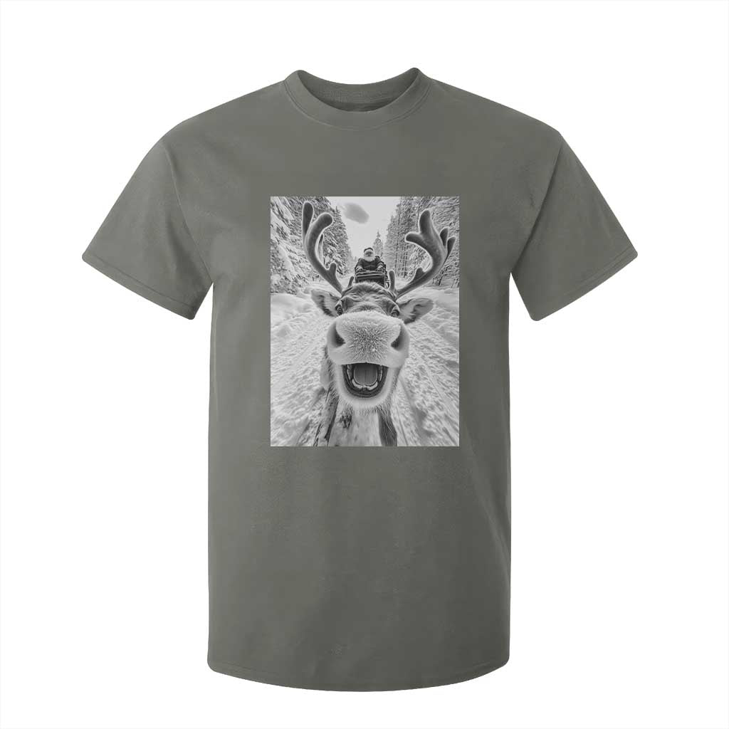 Funny Reindeer Selfie Christmas T Shirt For Kid TS10 Military Green Print Your Wear