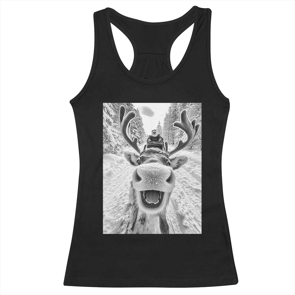 Funny Reindeer Selfie Christmas Racerback Tank Top TS10 Black Print Your Wear