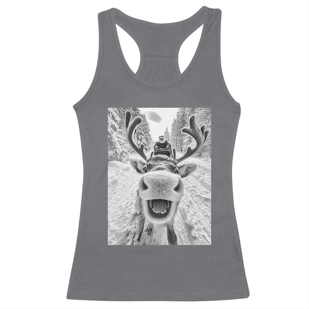 Funny Reindeer Selfie Christmas Racerback Tank Top TS10 Charcoal Print Your Wear