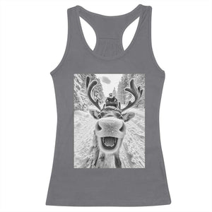 Funny Reindeer Selfie Christmas Racerback Tank Top TS10 Charcoal Print Your Wear