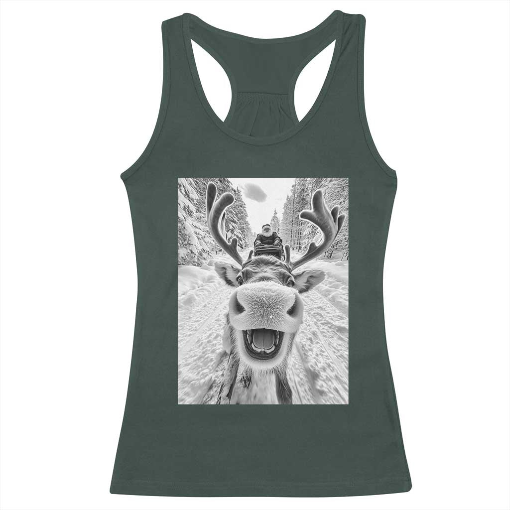 Funny Reindeer Selfie Christmas Racerback Tank Top TS10 Dark Forest Green Print Your Wear