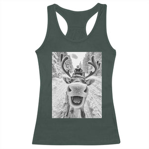 Funny Reindeer Selfie Christmas Racerback Tank Top TS10 Dark Forest Green Print Your Wear