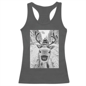 Funny Reindeer Selfie Christmas Racerback Tank Top TS10 Dark Heather Print Your Wear