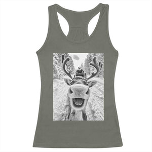 Funny Reindeer Selfie Christmas Racerback Tank Top TS10 Military Green Print Your Wear