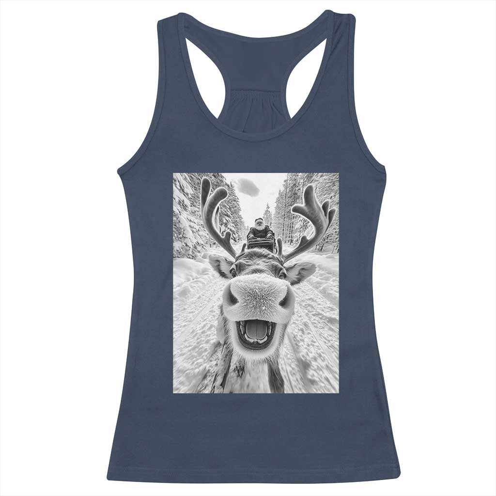 Funny Reindeer Selfie Christmas Racerback Tank Top TS10 Navy Print Your Wear